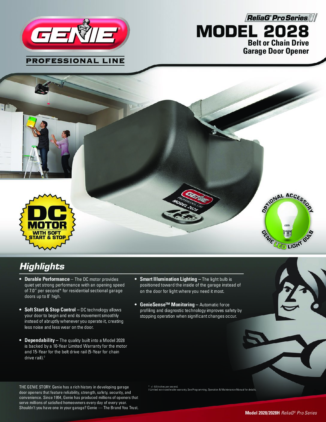 Model 2028 - Belt or Chain Drive - Garage Door Opener