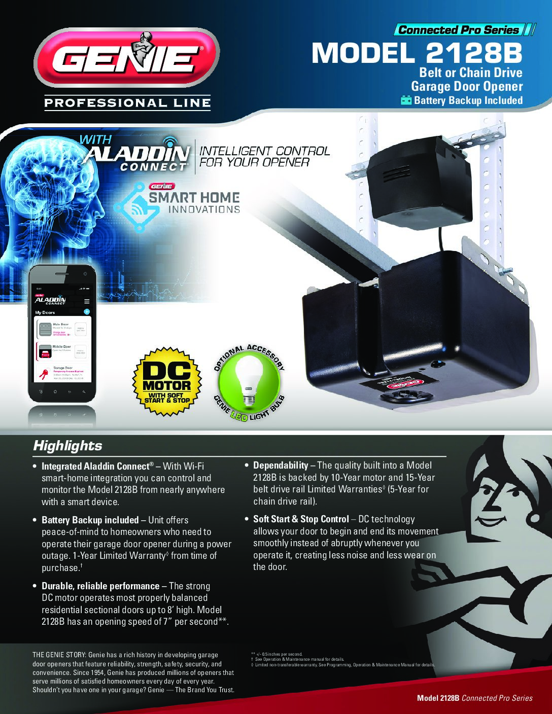 Model 2128B - Belt or Chain Drive - Garage Door Opener